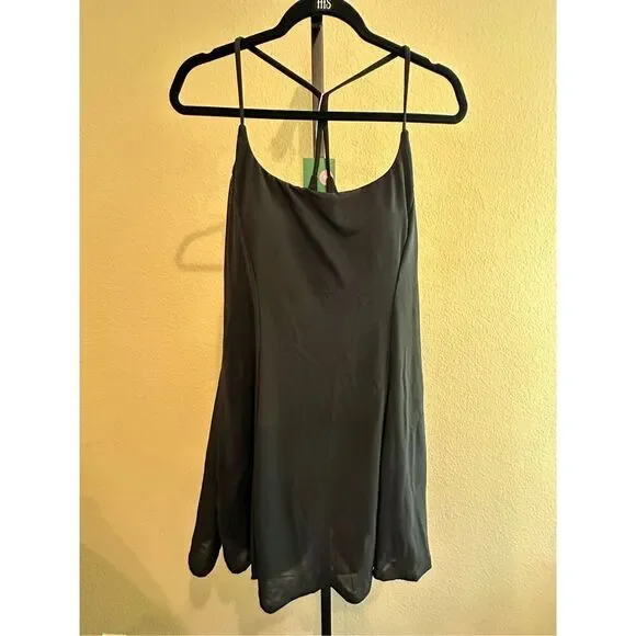 Size L Halara Backless 2-in-1 Side Pocket Contrast Mesh Flowy Mini Slip Dance Ac - Picture 3 of 10